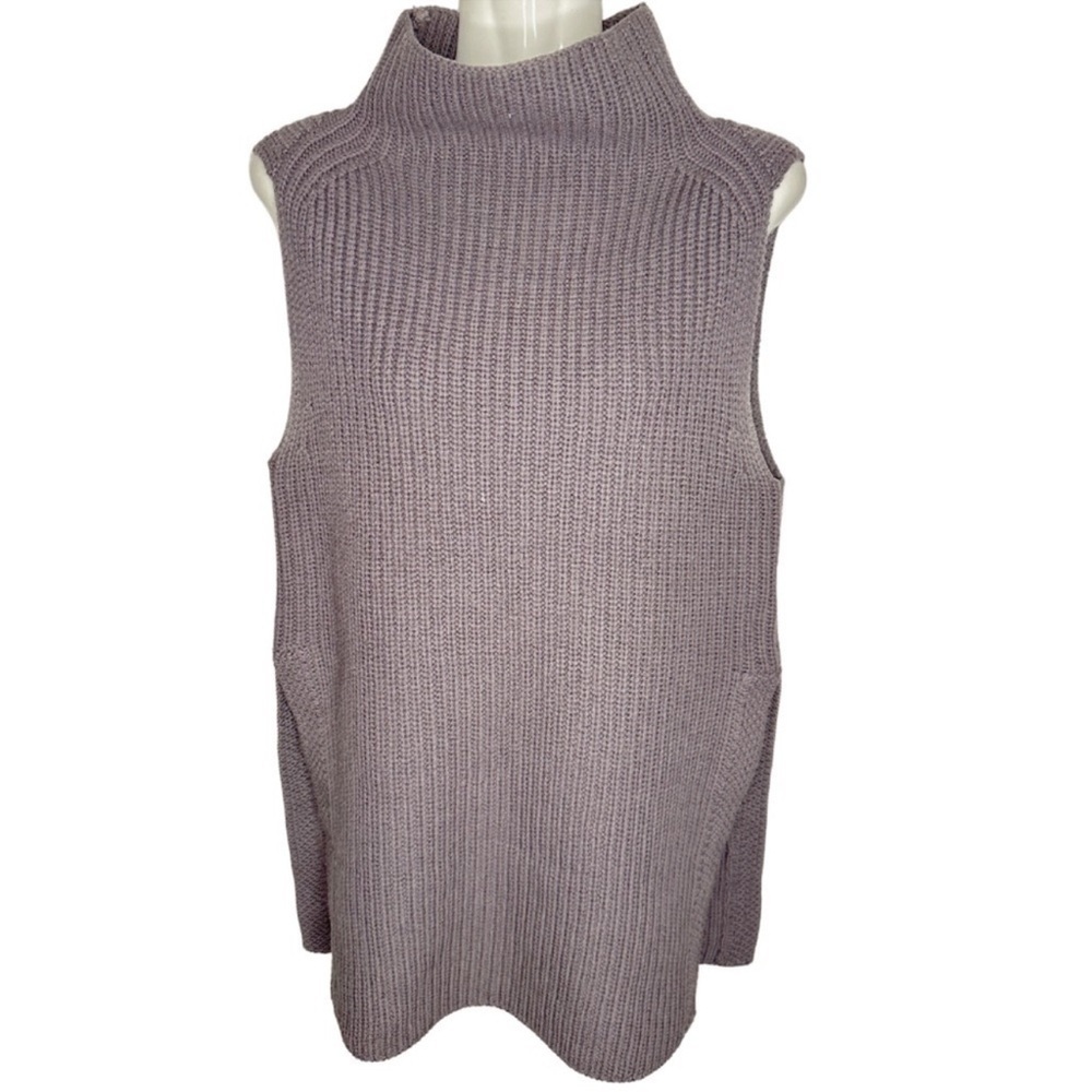 ARITZIA Durandal Wool Cowl Neck Sleeveless Tunic Sweater Slits Grey Purple Small